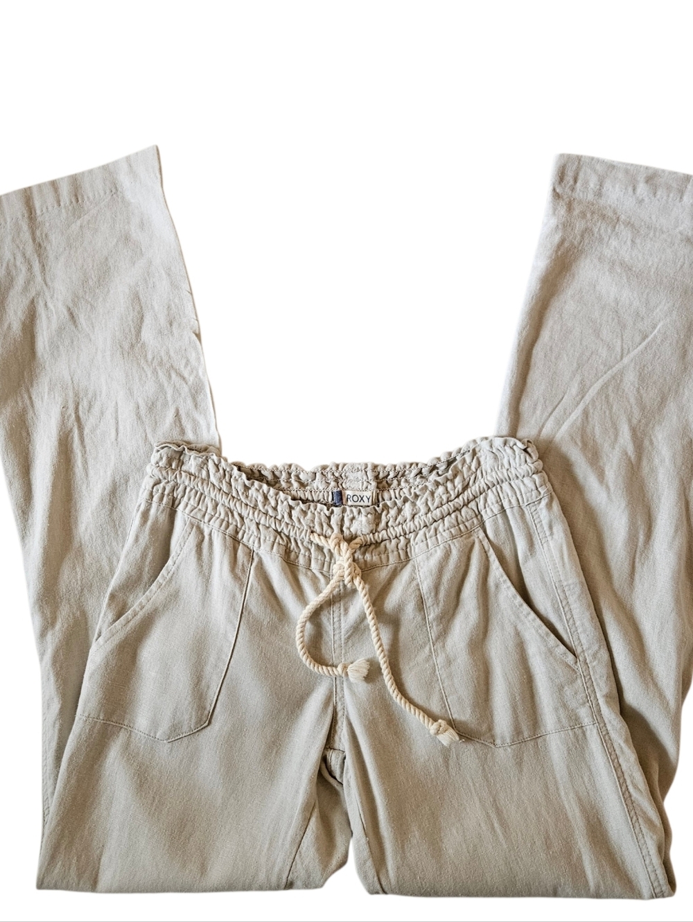 Roxy Lightweight Drawstring Linen Blend Pants XS - Picture 3 of 9